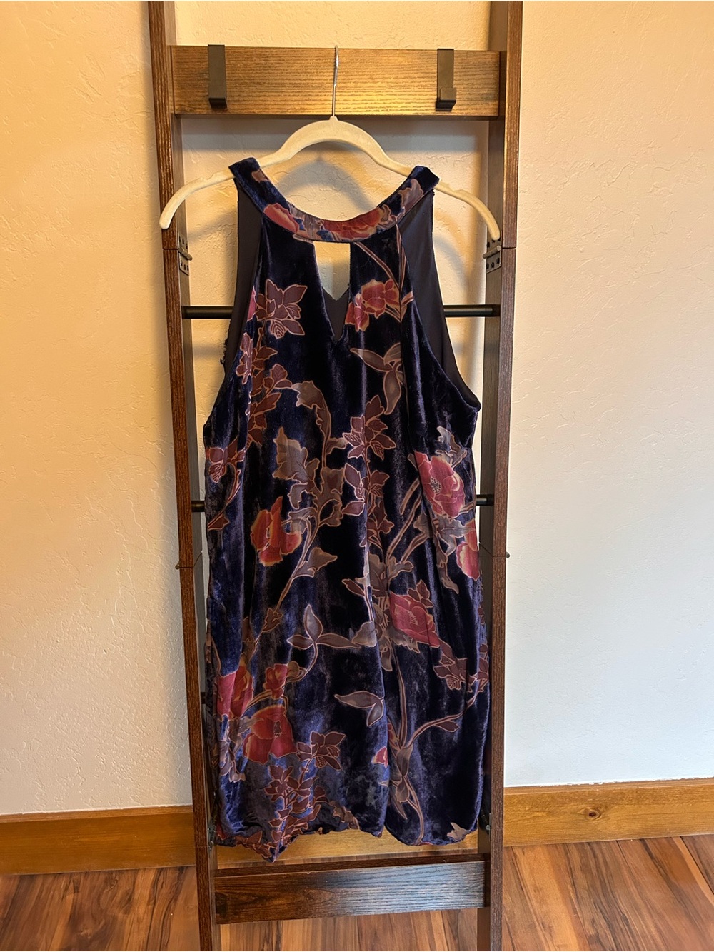 Velvet Floral Halter Dress